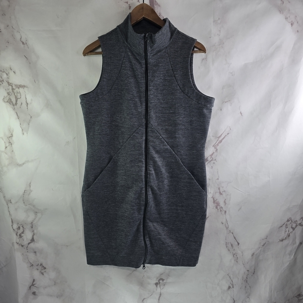 Title Nine Dress Women Large Gray Passport Zip Tank Mini Vest Pockets Zip Tunic